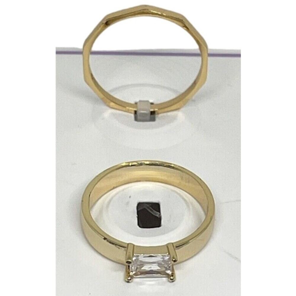 18K Gold Plated CZ Band Ring Size 7 (2 Piece Set) Fashion Stunning Trendy NEW - Picture 4 of 9